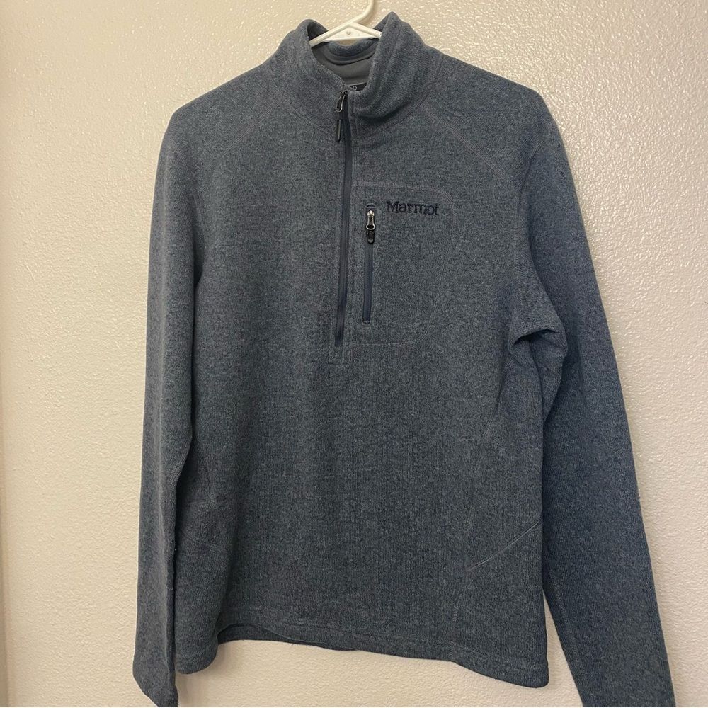 Marmot Mens Drop Line gray Fleece 1/2 Zip pullover Jacket Medium